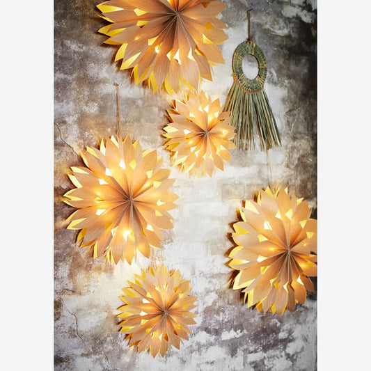 Furnierpapier Stern mit Lichtern Naturel