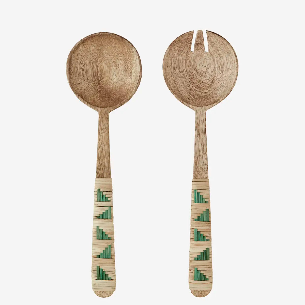 Salatbesteck aus Holz mit Bambus Rund